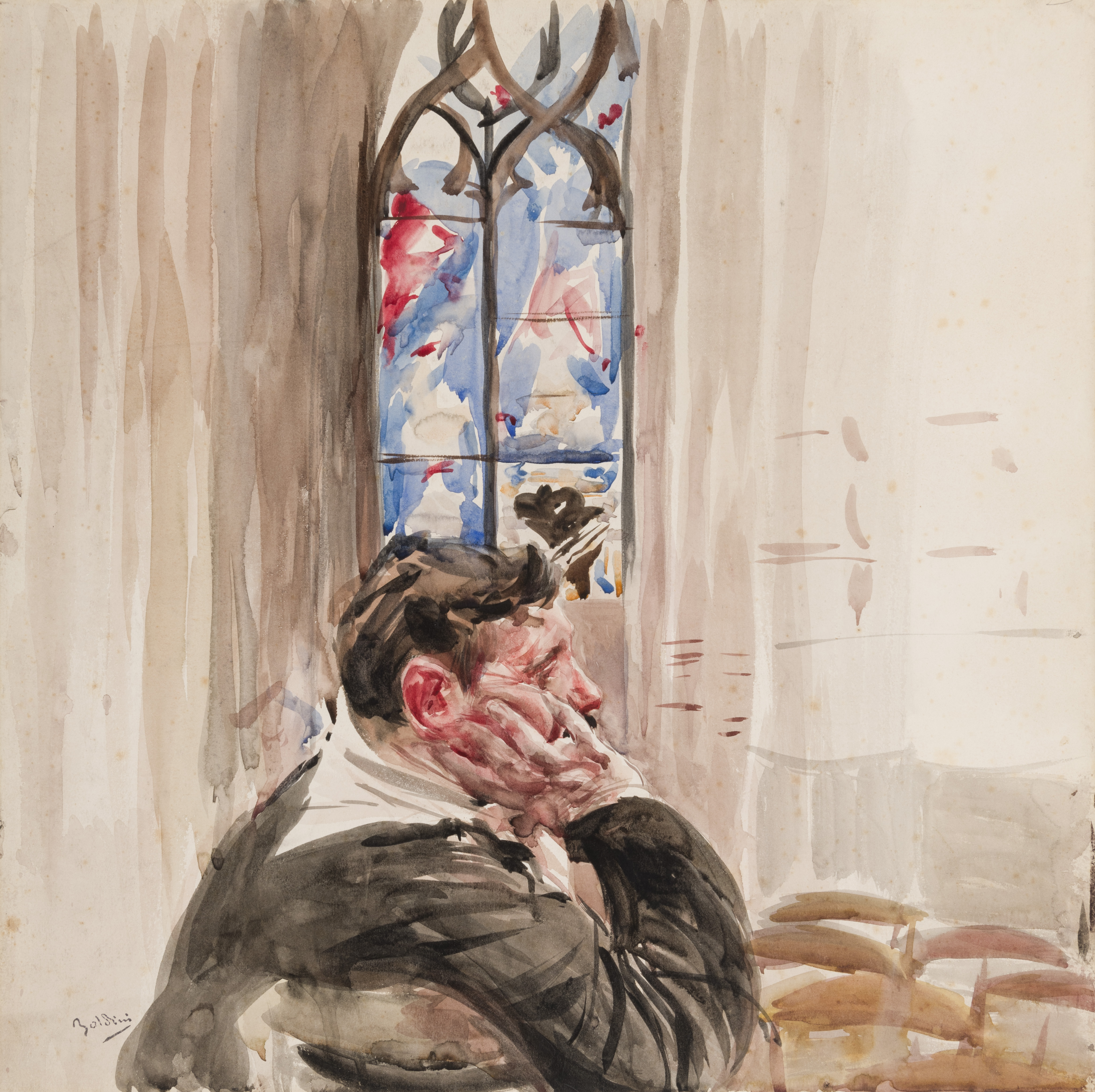 Portrait of a Man Seated in a Church